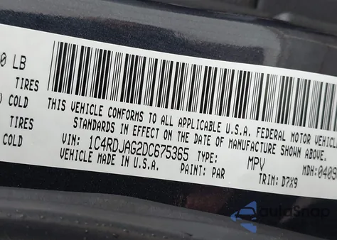 2013 Dodge Durango Sxt z USA, uszkodzony, nr VIN 1C4RDJAG2DC675365